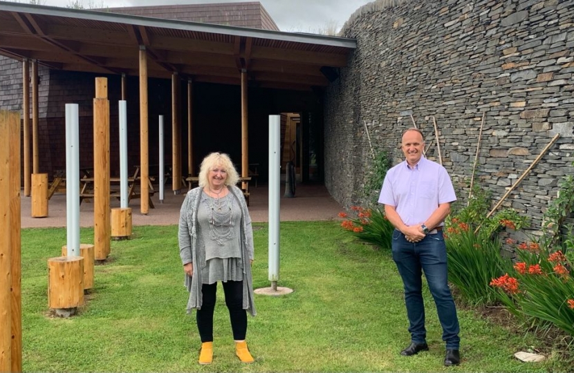 Annie Mawson and Neil Hudson MP outside the Sunbeams Centre, Redhills