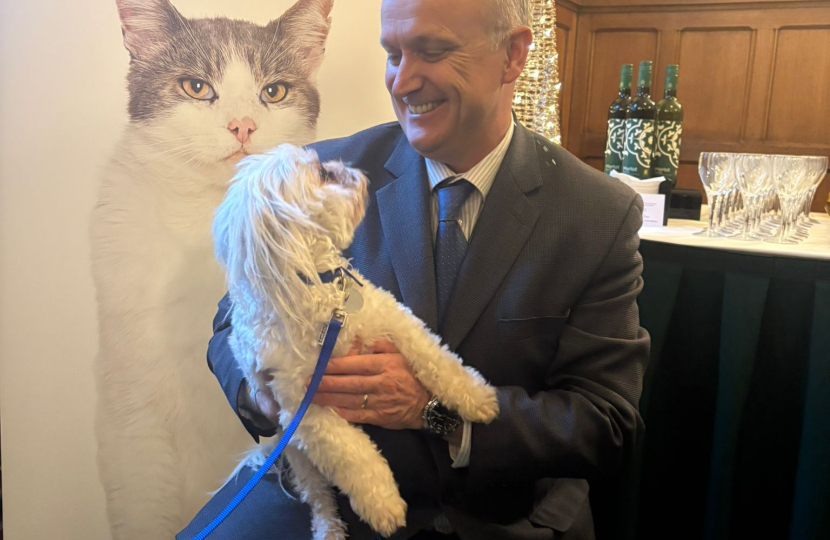 Dr Neil Hudson MP with Battersea Rescue Dog